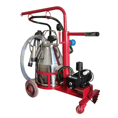 Commercial Trolley Type Milking Machine With 0.75 HP Motor & 25 Liters SS Bucket 